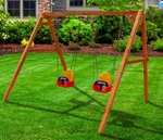 Деревянные качели Можга с 2-мя качелями со спинкой